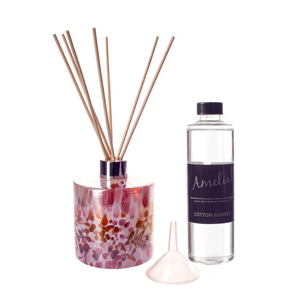Amelia Art Glass Pink, Peach & White Cylinder Reed Diffuser Gift Set  £37.79